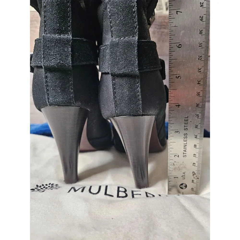 Mulberry Heeled Fur Leather Boots 36.5 US 6.5 7 - Picture 5 of 8